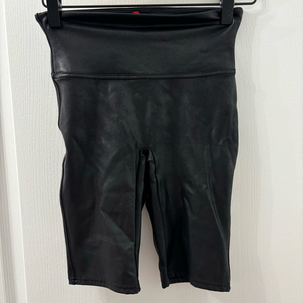 1. Spanx Faux Leather Bike Shorts In Black